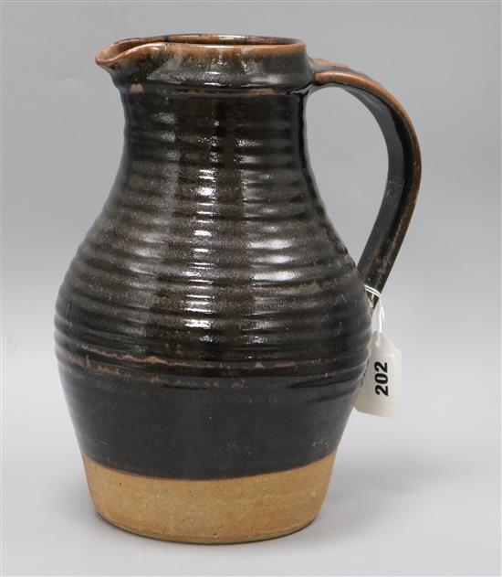 A large Leach family stoneware jug, Lowerdown Pottery height 30cm